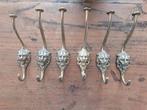 Set van 5 messing kapstokhaken met leeuwenkop, Gebruikt, Wandhaken, Ophalen of Verzenden, Minder dan 100 cm