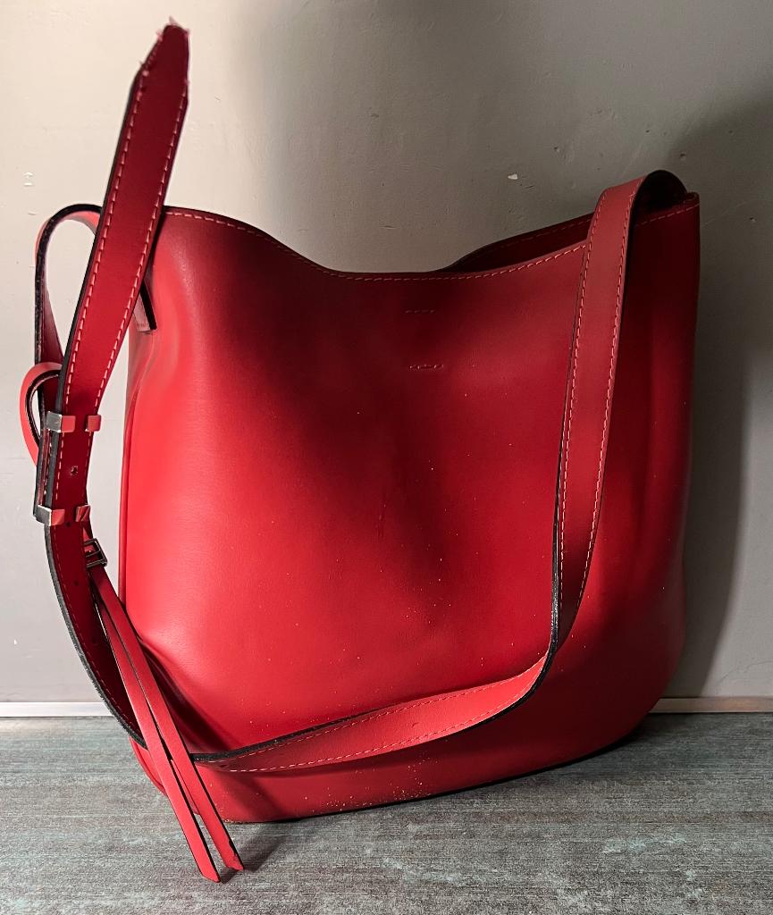 Gianni Chiarini. Prachtige rode leren schoudertas., Ophalen of Verzenden, Zo goed als nieuw, Rood, Leer