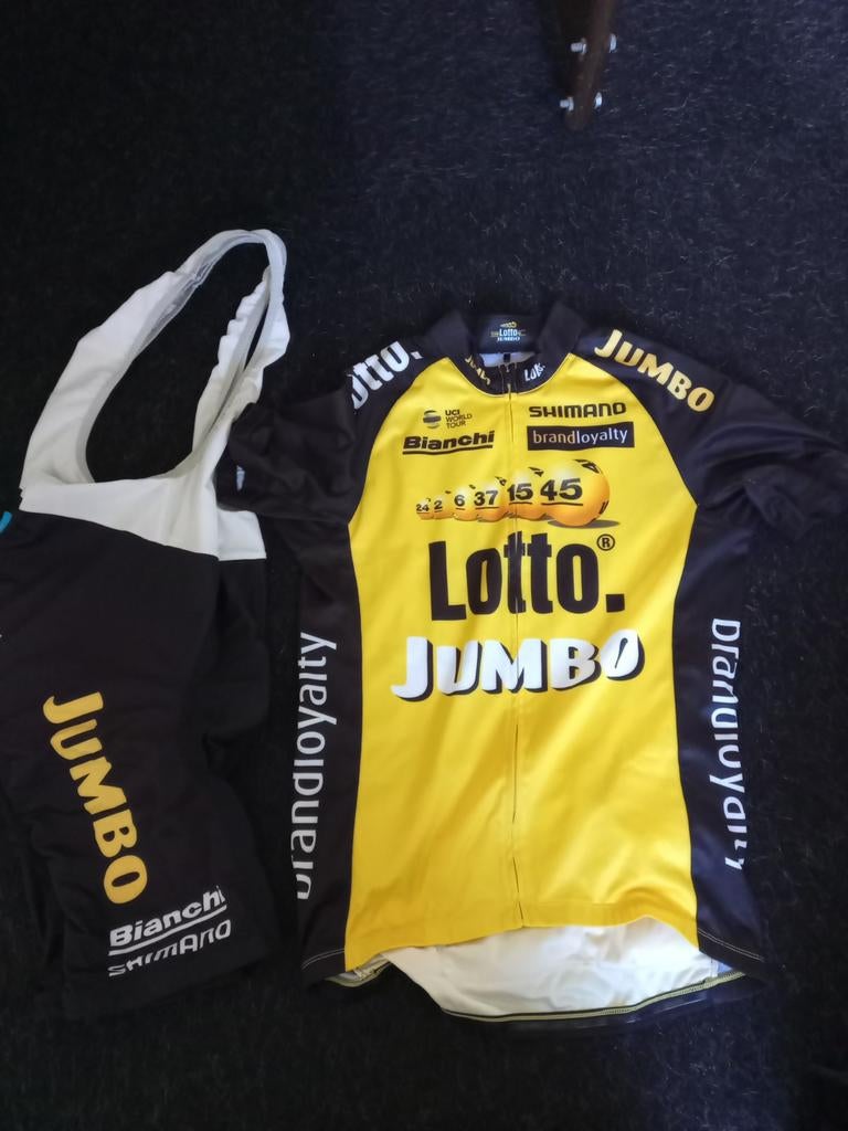 Lotto Jumbo teamkleding: shirt (L) & broek (M), Gebruikt, Heren, Ophalen of Verzenden, L