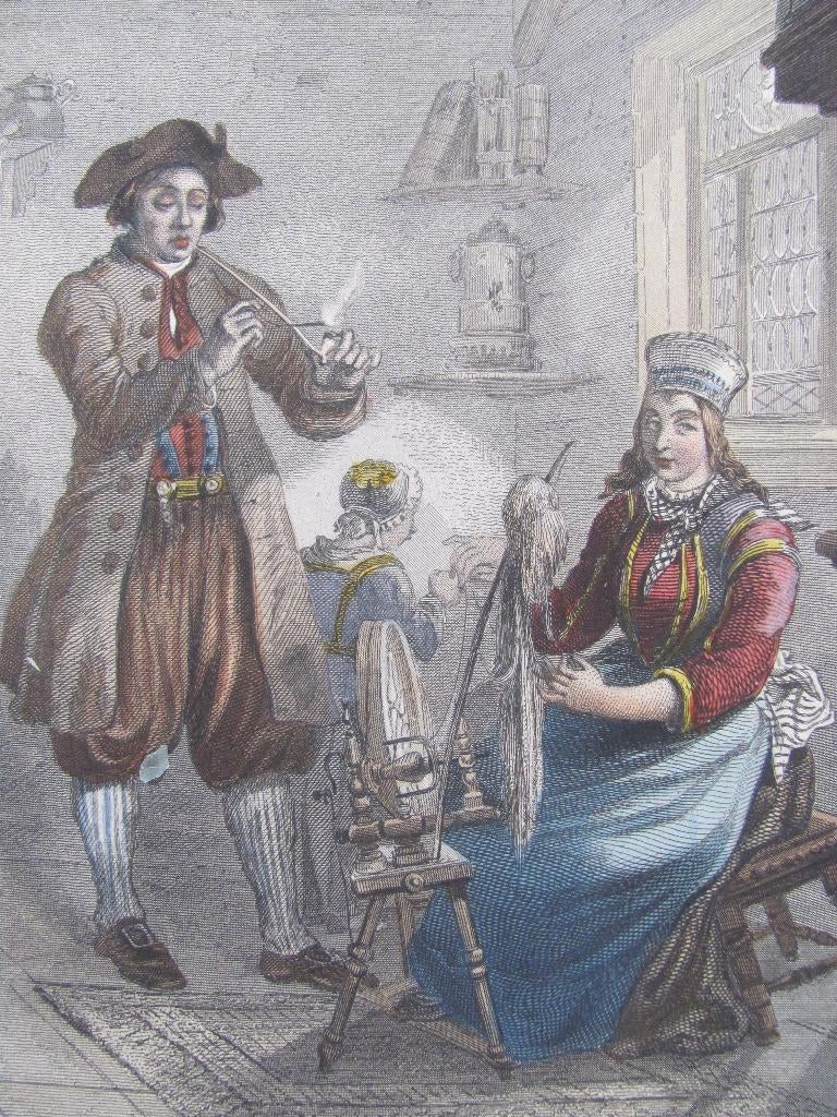Zuiderzee - handgekleurde gravure, Antiek en Kunst, Dagelijks leven, 1800 - 1899, Handgekleurd, Ophalen of Verzenden