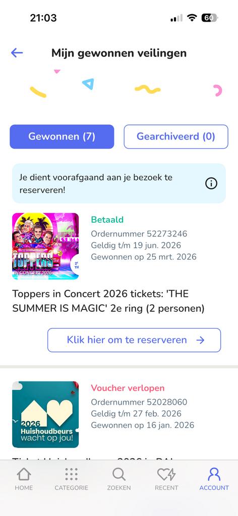 2x de toppers in concert, Twee personen, Overige soorten