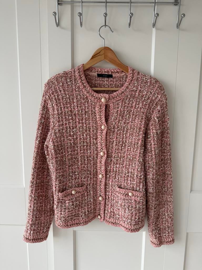 Roze vest "Oui" met geweven structuur (L), Ophalen of Verzenden, Zo goed als nieuw, Maat 42/44 (L), Roze