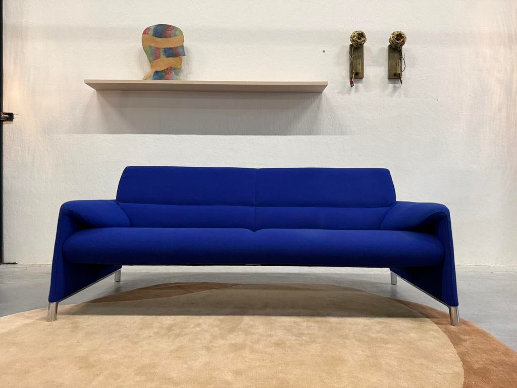 Leolux Felizia Bank 3 zits hallingdal blauw design 210, Leolux, 75 tot 100 cm, Ophalen of Verzenden, Rechte bank