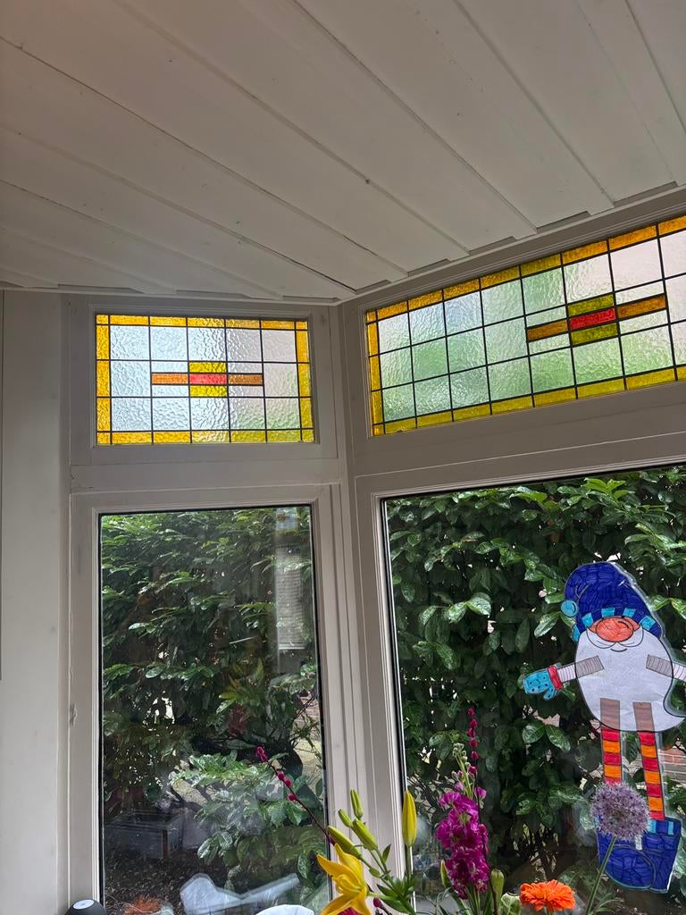 Glas in loodramen te koop - voorzetramen, Ophalen, Zo goed als nieuw, Gevelraam of Ruit, Minder dan 80 cm