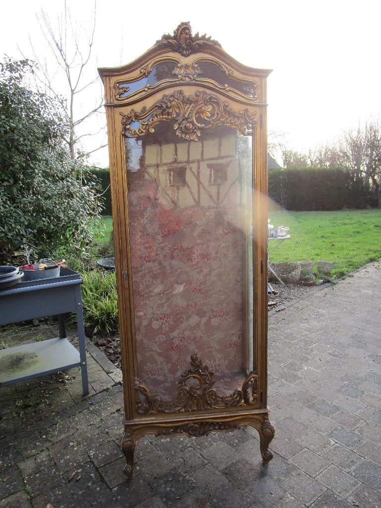 vitrinekast Louis Xv stijl goudkleurig, Antiek en Kunst, Curiosa en Brocante, Ophalen