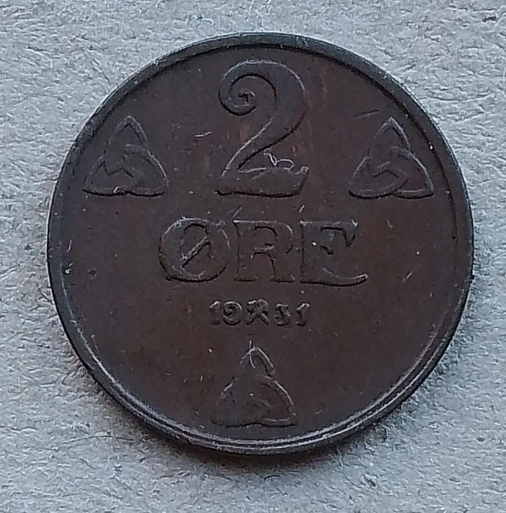 Noorwegen, 2 øre 1931, Ophalen of Verzenden, Overige landen, Losse munt