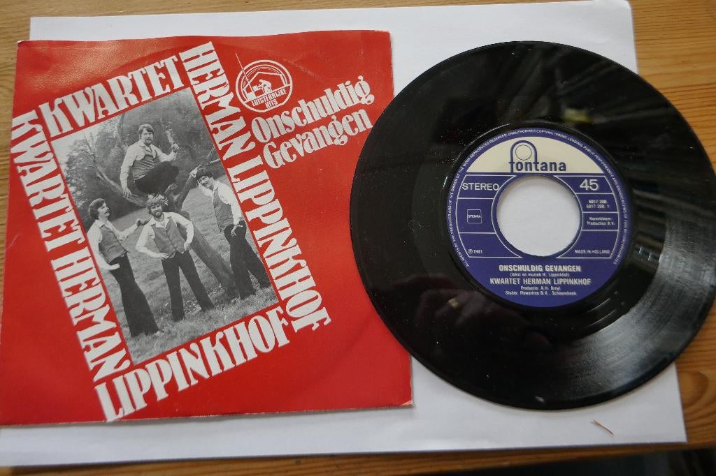 Single: Kwartet Herman Lippinkhof – Onschuldig Gevangen, Gebruikt, Overige formaten, 1980 - 1989, Ophalen of Verzenden