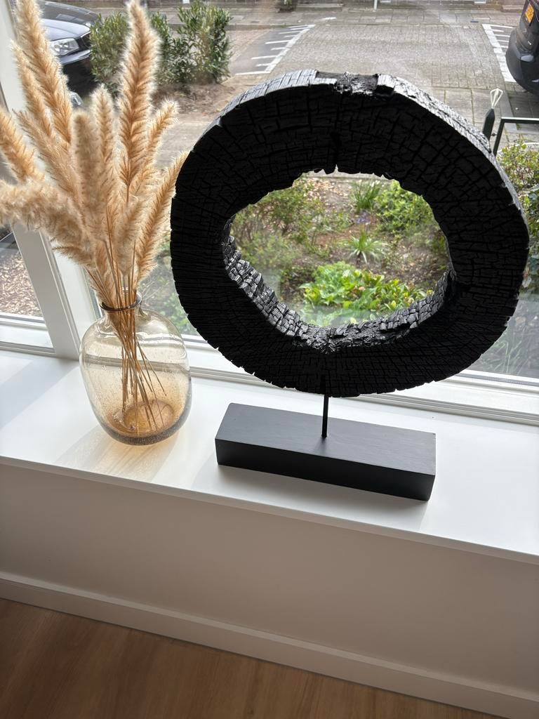 Houten ornament object op voet, Huis en Inrichting, Woonaccessoires | Overige, Hout, Ophalen of Verzenden, Modern, Gebruikt