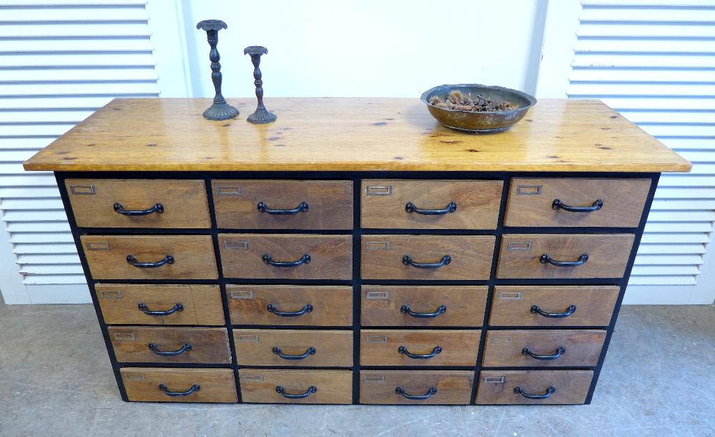 Prachtige industrieele vintage toonbank werkbank ladekast, Ophalen, Gebruikt, Grenenhout, Industrieel vintage