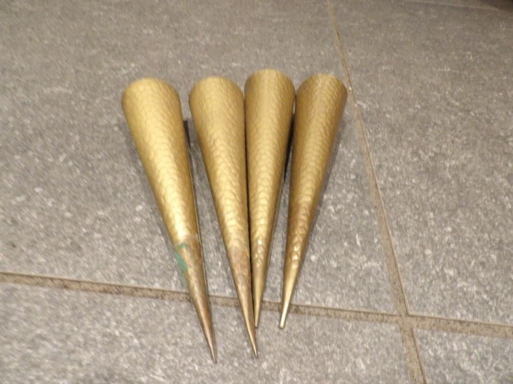 4 gouden stekers voor waxine lichtje voor kerst 20 cm, Ophalen of Verzenden, Gebruikt