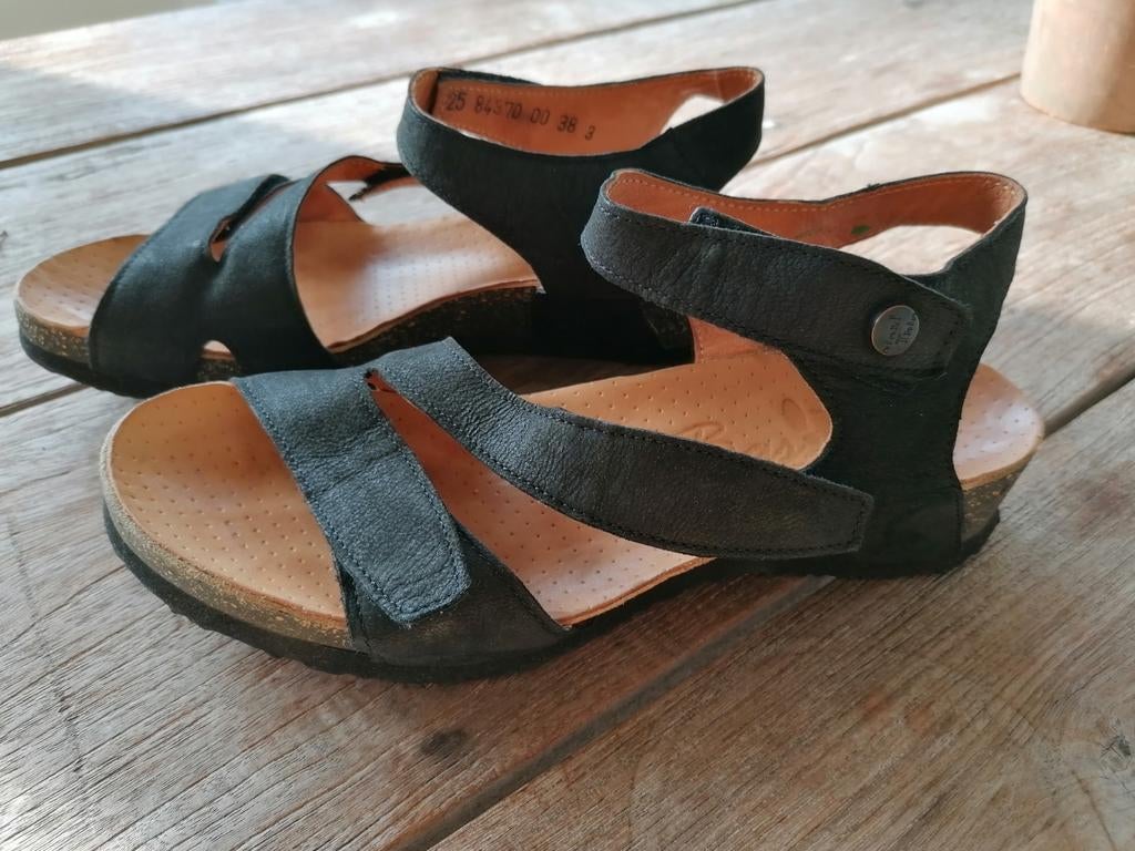 Think! Zwarte Leren Sandalen - Maat 38, Kleding | Dames, Schoenen, Ophalen of Verzenden