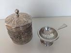 Prachtige vintage verzilverd theebus, -zeef v Douwe Egberts, Ophalen of Verzenden