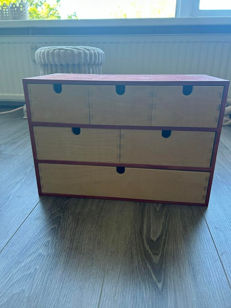 IKEA Moppe kastje met 6 lades - Hout, rood, Minder dan 50 cm, Gebruikt, 5 laden of meer, Ophalen of Verzenden