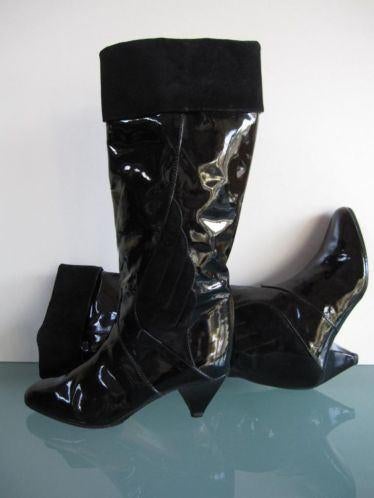 Zwarte lak vintage laarzen 36 | Renata | Gratis verzenden, Hoge laarzen, Verzenden, Zwart, Zo goed als nieuw