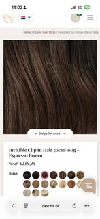 Espresso Brown Human Hair clip in  Extensions - 220 gram, Ophalen of Verzenden, Zo goed als nieuw, Pruik of Haarverlenging