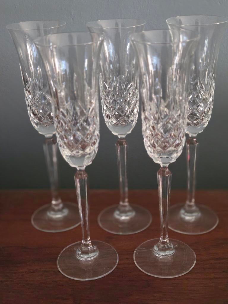 Vintage Bohemian cut crystal champagne flute, Ophalen of Verzenden