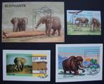 - 703 - 4 Blokjes met Olifanten., Verzenden, Gestempeld, Dier of Natuur