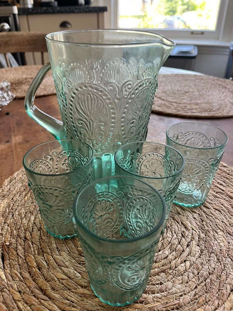 Van Verre set, kan en 4 glazen te koop !, Ophalen of Verzenden, Zo goed als nieuw, Overige typen