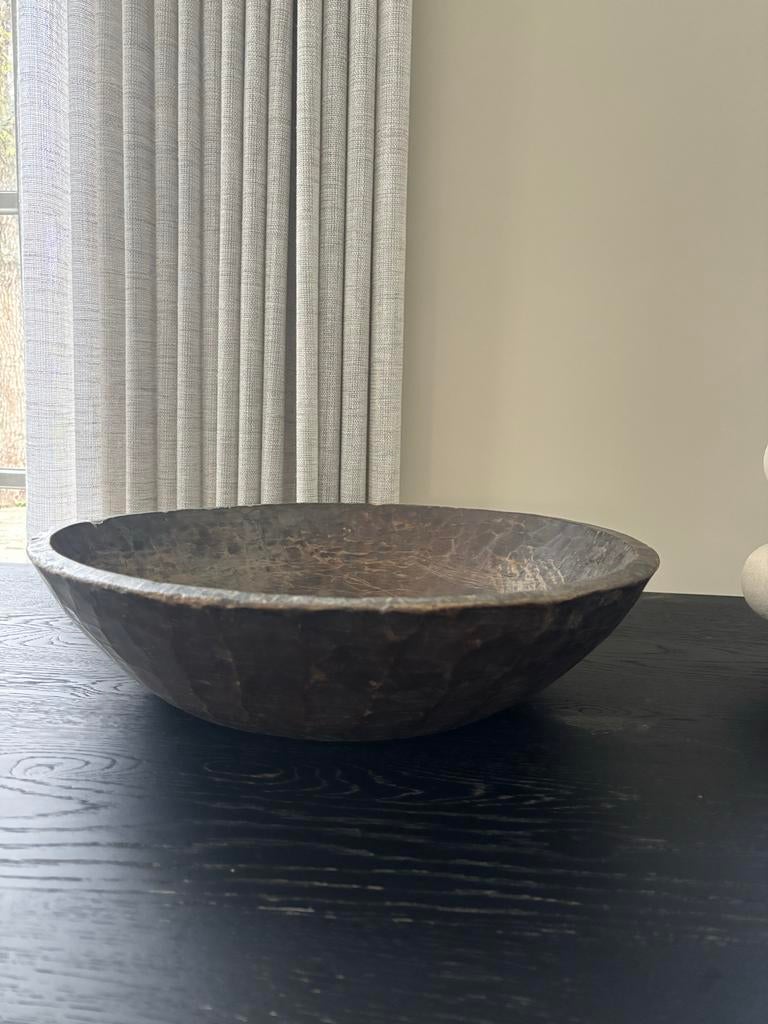 Oude houten donkerbruine bak - 50 cm doorsnede, Ophalen of Verzenden