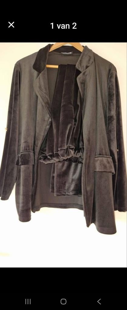 Velours pak, blazer en broek, maat 44-48, Kleding | Dames, Ophalen of Verzenden, Zo goed als nieuw, Maat 46/48 (XL) of groter