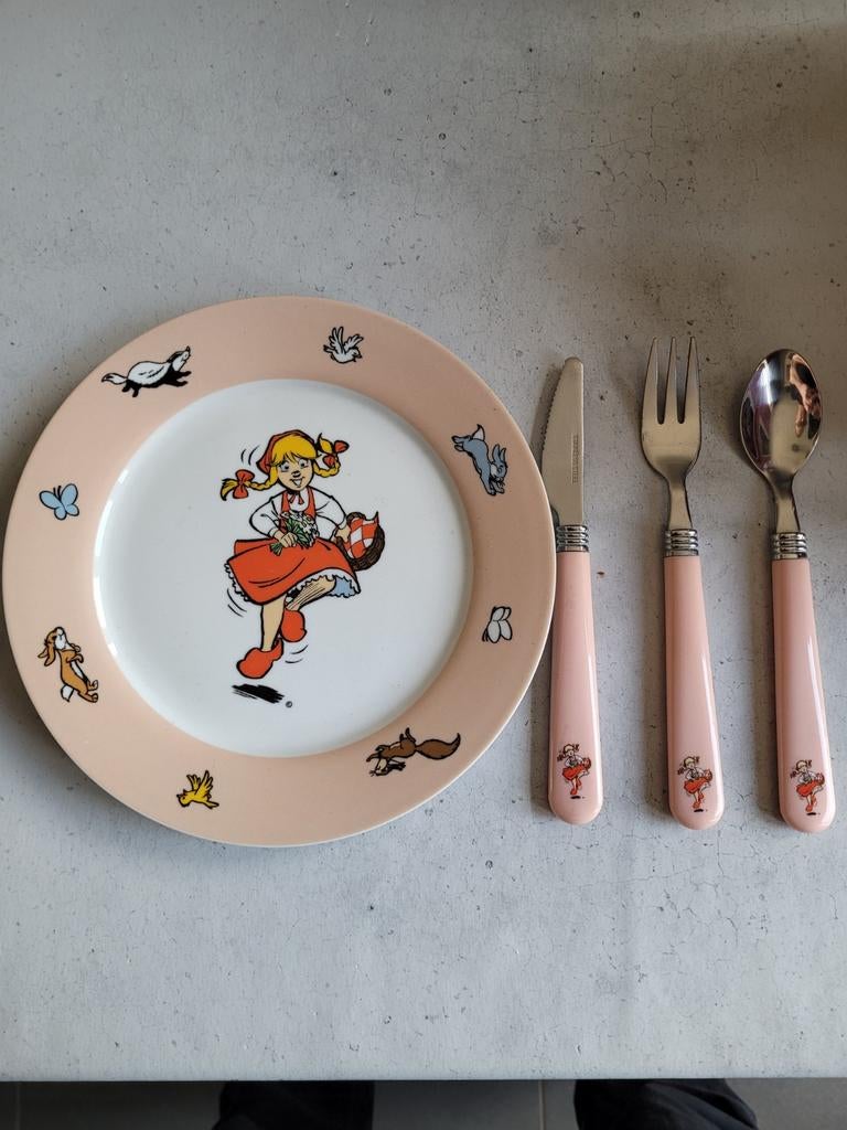 Efteling Roodkapje servies set - bord en bestek, Gebruikt, Keramiek, Ophalen of Verzenden, Bord(en)