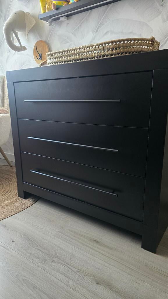 Babypark Commode Zwart met 3 Lades en Boekenplanken, 50 tot 70 cm, Ophalen of Verzenden, 100 cm of meer, Zo goed als nieuw