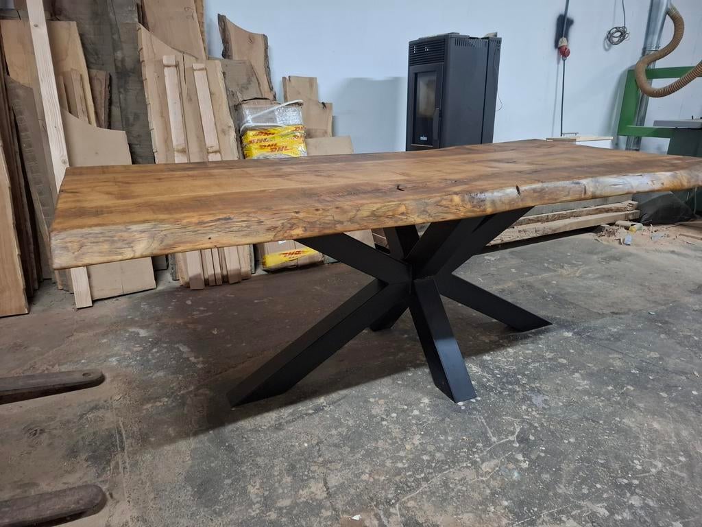 Massief eiken tafel 240x105 cm met matrix poot, Ophalen of Verzenden