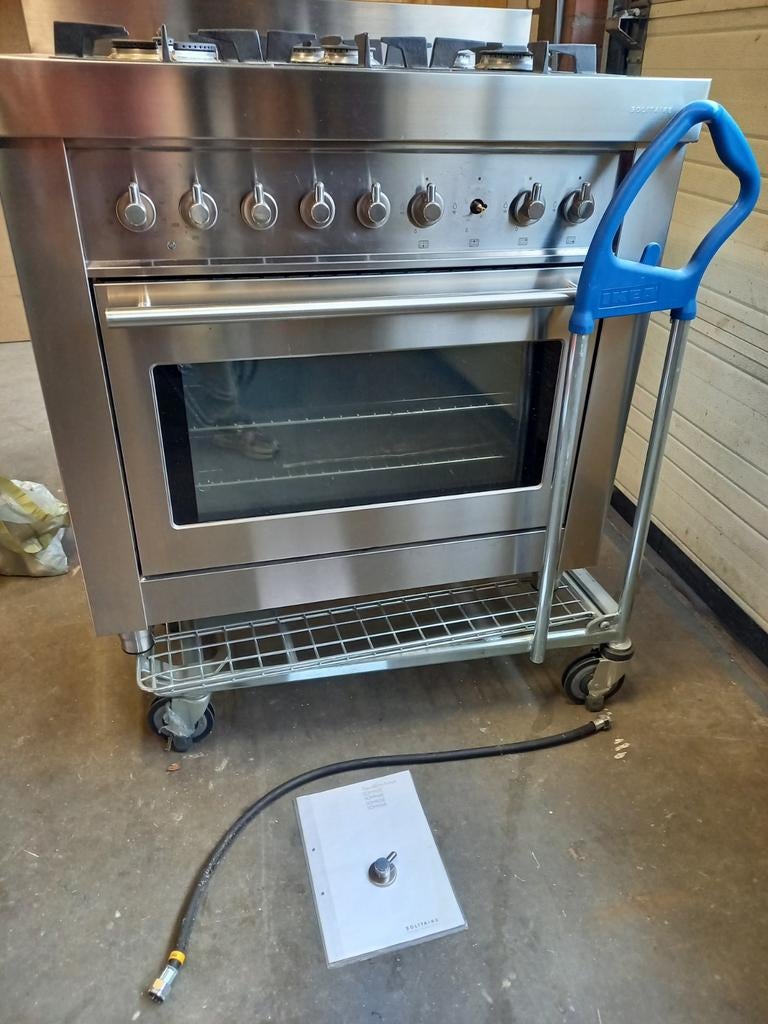 Solitaire SOH965E/02 6-pits gasfornuis met oven, Witgoed en Apparatuur, Fornuizen, Gebruikt, Vrijstaand, Gas, 5 kookzones of meer