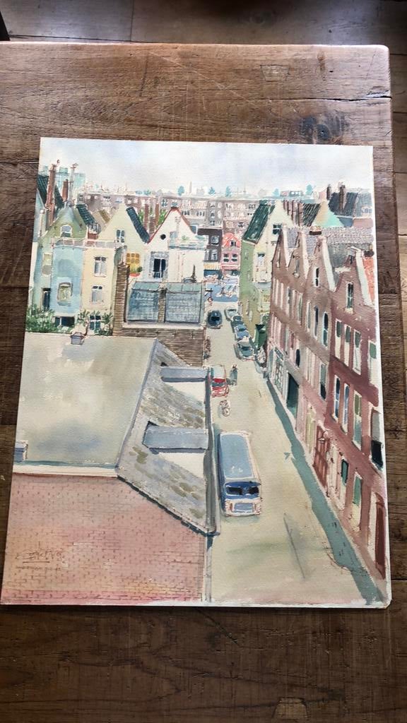 Oude aquarel, Antiek en Kunst, Kunst | Tekeningen en Foto's, Ophalen of Verzenden