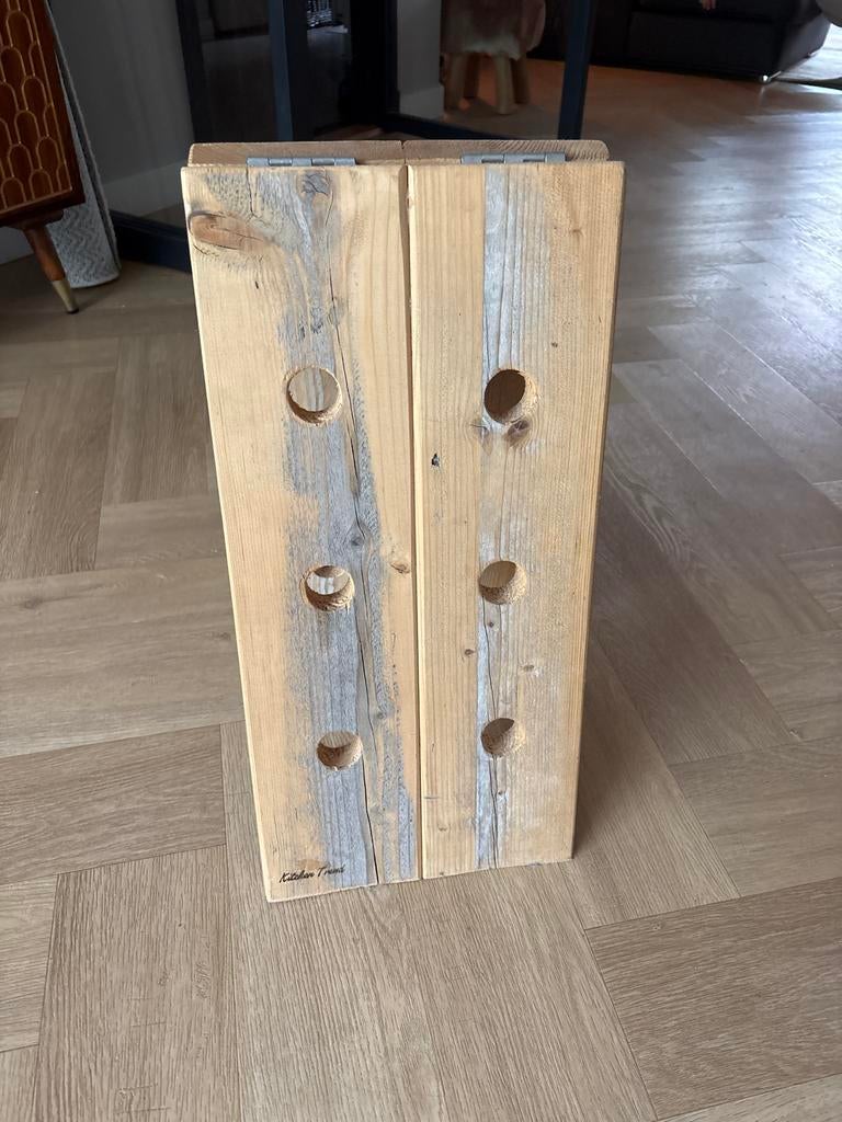 Houten wijnrek voor 12 flessen, Ophalen, Gebruikt, Hout, 5 tot 15 flessen