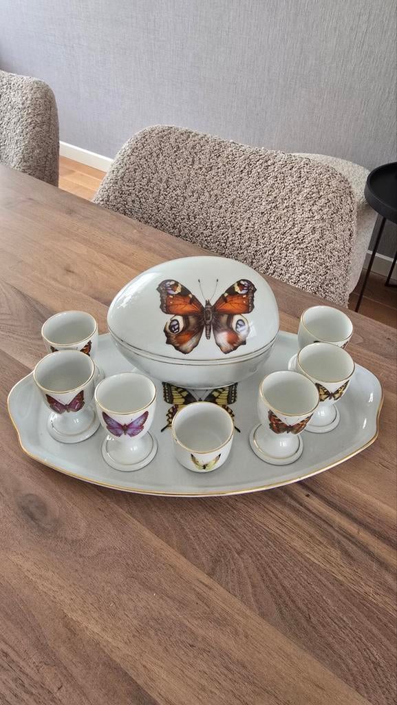 Jäger porseleinen servies set – 9-delig – vlindermotief –, Ophalen of Verzenden