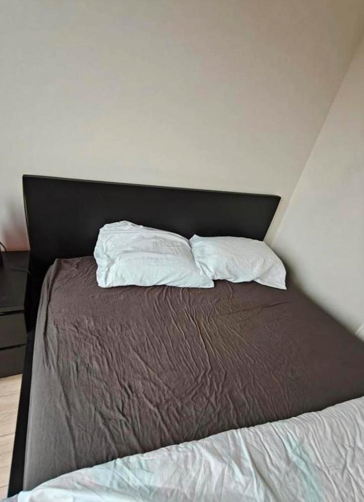 IKEA Malm bed 160x200 + matras - Zwartbruin - Prima staat, Huis en Inrichting, Slaapkamer | Bedden, Gebruikt, Tweepersoons, 160 cm