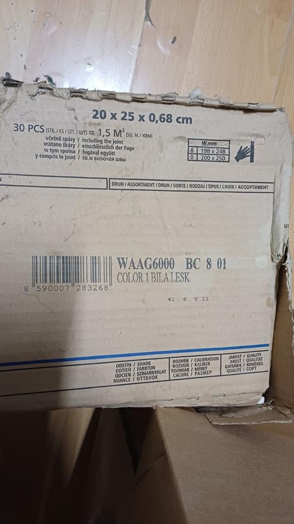 Witte tegels 20x25 xm, Ophalen, Nieuw, 20 tot 40 cm, Minder dan 5 m²