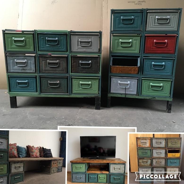 Modulaire KASTEN Dressoir TV-Meubel TV-kast Bank naar wens, Gebruikt, Ophalen of Verzenden, Minder dan 100 cm, Metaal