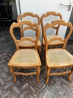 Brocante houten stoelen 4st. 100,-, Huis en Inrichting, Stoelen, Ophalen, Gebruikt, Bruin, Vier