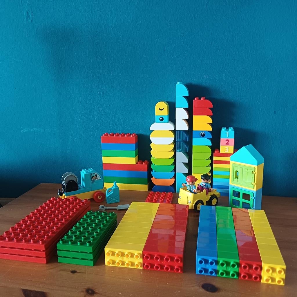 Duplo lego bouwset blokken platen takel sleepwagen, Ophalen of Verzenden, Zo goed als nieuw, Duplo