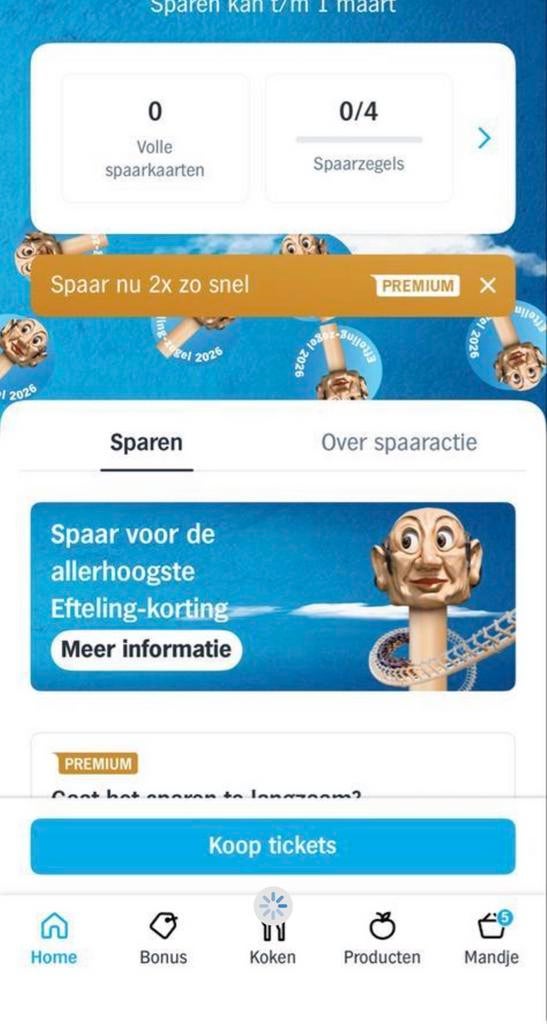 GEZOCHT:AH Efteling zegels, Drie personen of meer, Kortingsbon, Pretpark