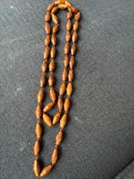 Vintage Houten kralen ketting, Ophalen of Verzenden, Gebruikt, Bruin, Overige materialen