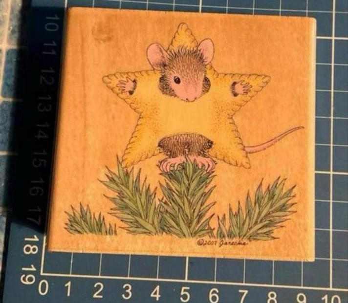 House mouse houten stempel, ster in boom, Hobby en Vrije tijd, Ophalen of Verzenden, Nieuw, Houten stempel