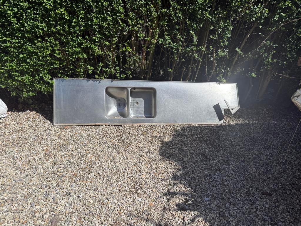 RVS dubbele gootsteen, Ophalen of Verzenden, Zo goed als nieuw, 25 tot 50 cm, Minder dan 100 cm