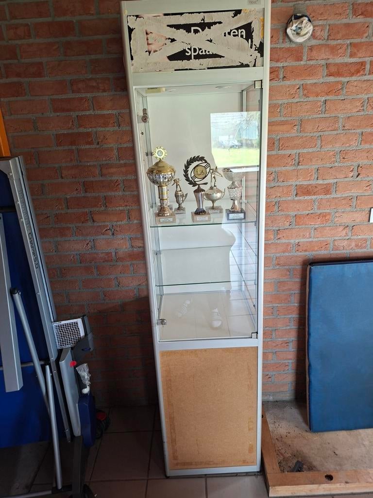 Glazen vitrinekast met aluminium frame, 200 cm of meer, Glas, Modern, 25 tot 50 cm