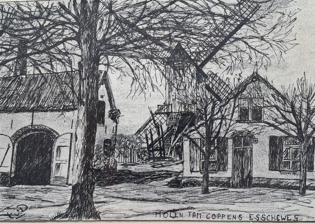 Vught.  Molen Fam. Coppens. Litho.  Ca 1900. 30/25 cm., Ophalen