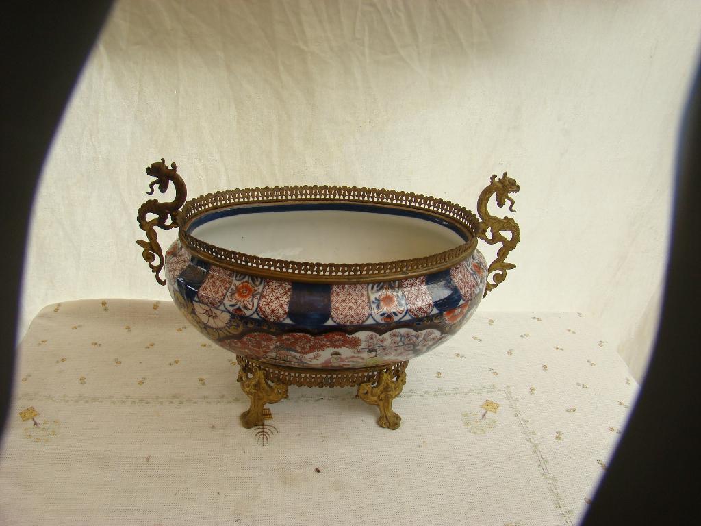 Imari kom met messing montuur, Ophalen of Verzenden