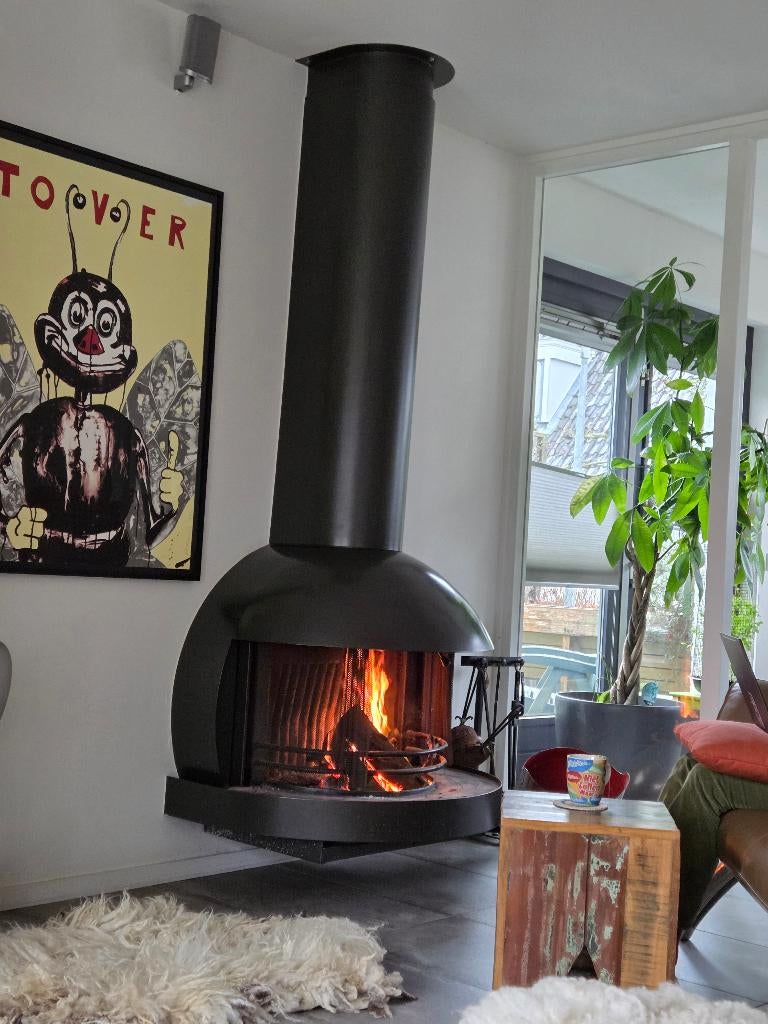 Design haard zwart, Ophalen, Gebruikt, Hangende haard, Houthaard