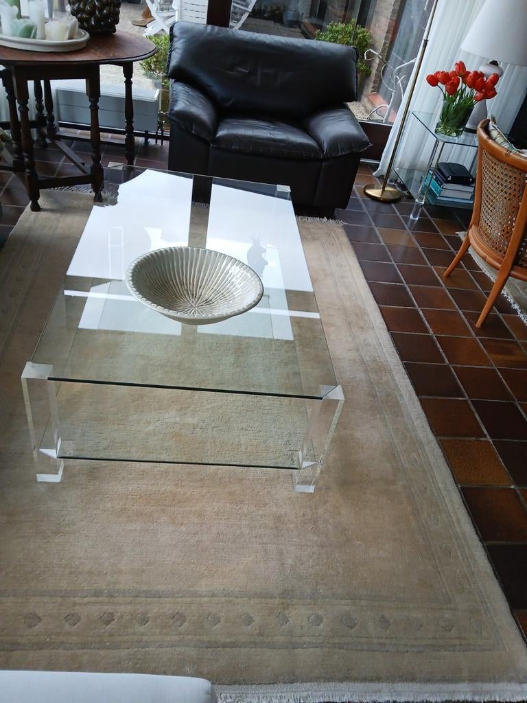 Glazen salontafel merk BOR., Gebruikt, 100 tot 150 cm, Glas, Minder dan 50 cm