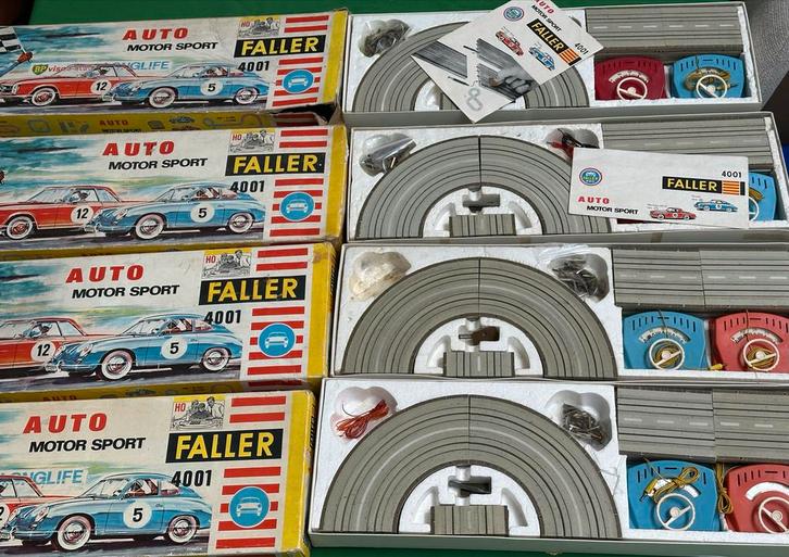 Faller AMS 4 x set 4001 1963/64 - Vintage Racebaan, Kinderen en Baby's, Speelgoed | Racebanen, Gebruikt, Racebaan, Elektrisch
