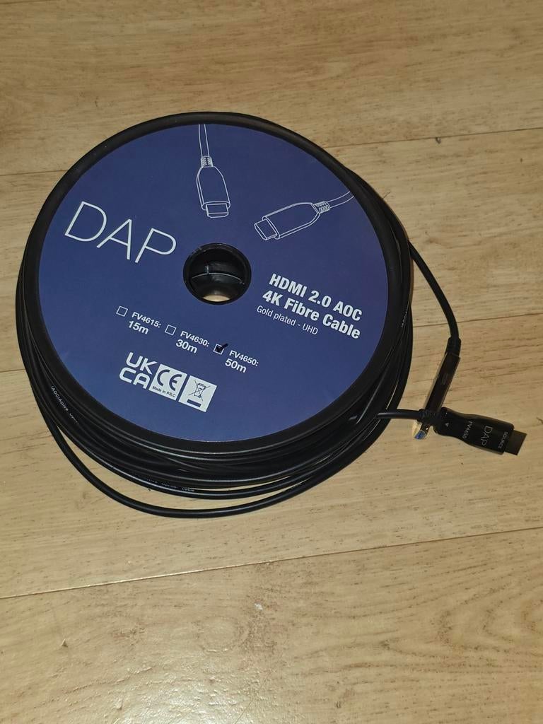 DAP HDMI 2.0 4K Glasvezel Kabel 50 Meter, Ophalen of Verzenden, HDMI-kabel