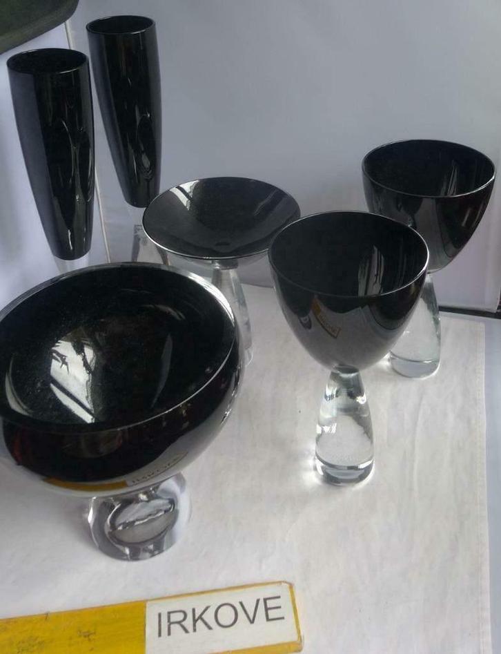 ZWART KRISTAL 6 DELEN * Mooie Set *, Verzamelen, Porselein, Kristal en Bestek, Zo goed als nieuw, Glas of Glazen, Kristal, Verzenden