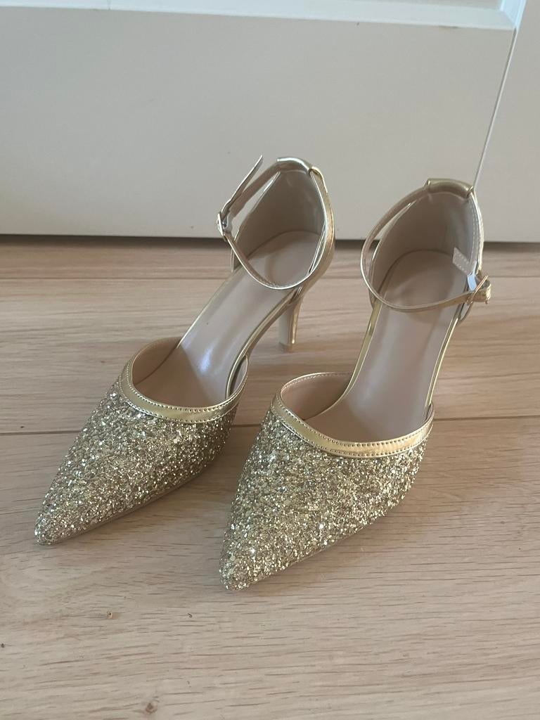 Super mooie gouden glitter hakjes 39, Ophalen of Verzenden, Nieuw, Overige kleuren, Schoenen