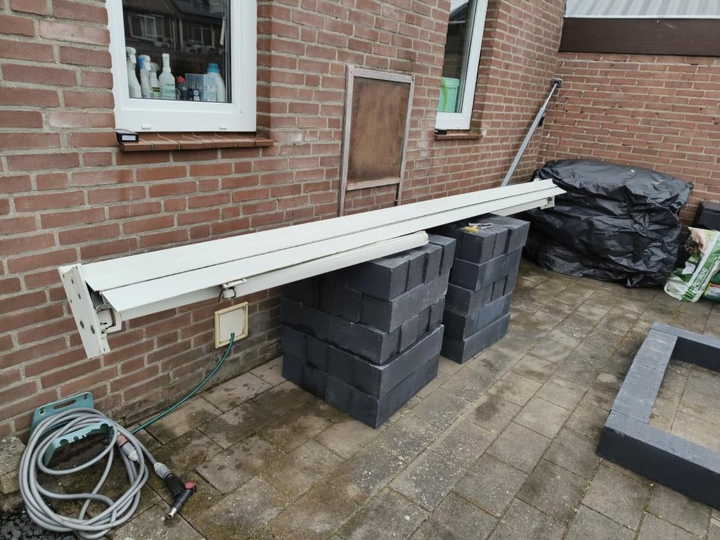 Elektrische zonwering 4 meter breed, Tuin en Terras, Zonneschermen, 150 tot 300 cm, Ophalen of Verzenden, Gebruikt, Knikarmscherm